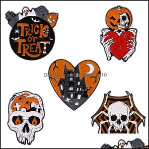 Alfileres Broches Esmalte de Halloween Broche Esqueleto Espeluznante Calabaza Broches Insignia Joyería gótica 1469 E3 Drop Delivery 2021 Dhseller2 Dhxvi