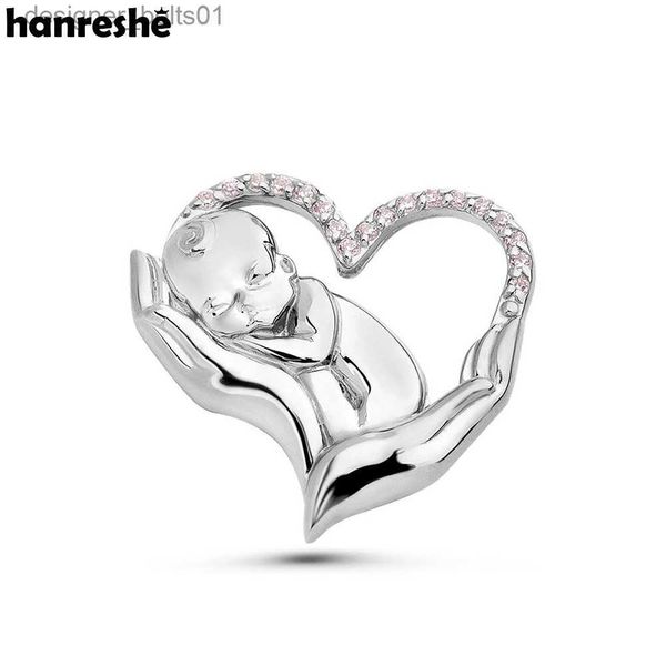 Hanreshe obstétrique bébé mère broche broches incrusté cristal argent plaqué Lel Badge bijoux pour médecin infirmière WomenL231120