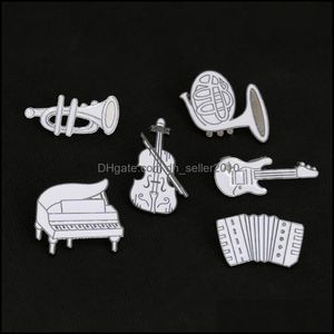 Broches Broches Broches en émail dur Pin Instruments de musique Violon blanc Tempérament artistique Broche Badge Bijoux à la mode 1 95Dr E3 D Dhf8G