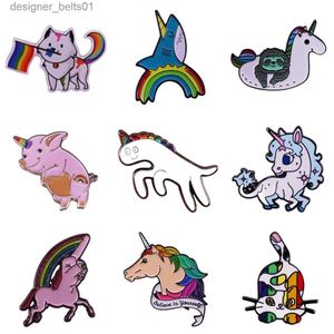 Épingles Broches Épingles en émail dur Gay Pride Chat Licorne Arc-en-ciel Drapeau LGBT Animal Broche Broche Support Homosexuel Bisexuel Lesbienne Femmes Hommes BijouxL231120