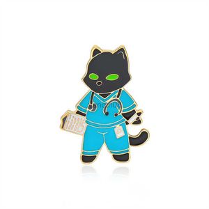 Pins broches harong nuevo gato nurse broche esmalte de la solapa de la solapa