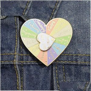 Alfileres Broches Corazón Brújula Placa giratoria Esmalte Broche Solapa Insignias de metal personalizadas Regalos Divertido Cuidado personal Hoy Estado de ánimo Amor Amigos Whol