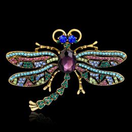 Pins Broches Hoge Kwaliteit Vintage Grote Dragonfly Pins Voor Vrouwen Colorf Shining Crystal Animal Insect Sjaal Broche Sieraden Drop Deliv Dhgge