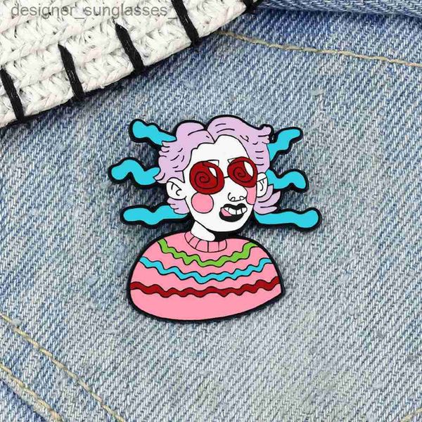 Pins Broches Lunettes de soleil Hip-hop Fille Broche Émail Personnalité Culture de rue Art Lel Pins Mode Sac à dos Badges Bijoux Cadeau pour FriendsL231117