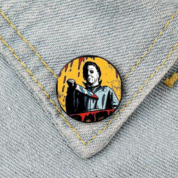Broches Broches Horror Movie killer Michael Boogeyman Pin Halloween Funny Broches Shirt Revers Bag Cute Badge Cartoon pins pour sacs à dos HKD230807