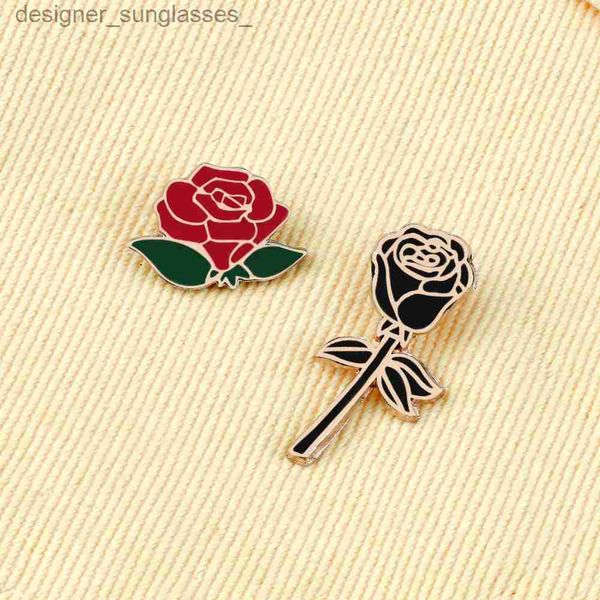 Pins Broches Chaude 2 Style Rose Fleur Émail Broches Haute Qualité Plante Broches pour Femmes Hommes Vêtements Lel Pin Badges Bijoux Cadeau pour FriendL231117