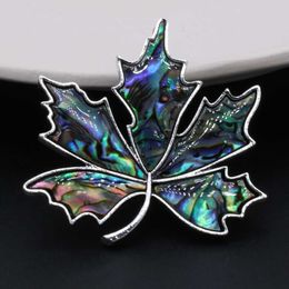 Pins Broches Hot selling natuurlijke mode esdoornblad vormige abalone shell legering broche 45x45mm HKD230807