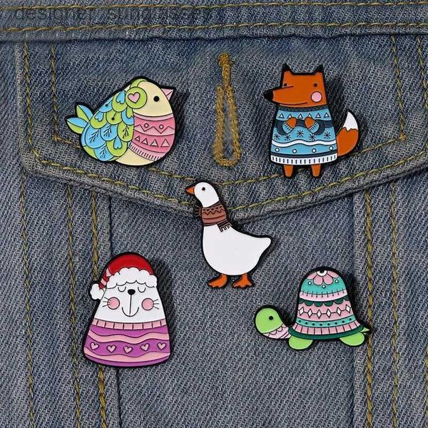 Alfileres Broches Hpy Esmalte De InviernoAlfileresPersonalizadoPájaro Gato Zorro Tortuga Ganso BrochesLelInsigniasAnimalJoyería Para SuéterRegalo ParaNiñosAmigosL231117