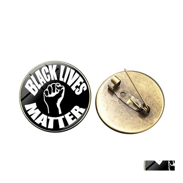 Broches Broches Je ne peux pas respirer Black Lives Matter Protest Time Gem Badge Pins Bouton Manteau Veste Collier Pin Bijoux Drop Livraison Dhwgd