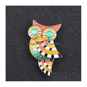 Pins Broches Idealway 2 Stijl Mode Retro Vergulde Uil Parel Schelp Match Alle Drop Levering Sieraden Dhgarden Dhqjg