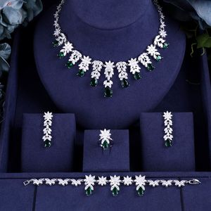 Broches Broches jankelly Nigeria 4pcs Zircone De Mariée Pour Les Femmes Parti De Luxe Dubaï Collier Boucle D'oreille Anneaux CZ Cristal Ensembles De Bijoux De Mariage 230619