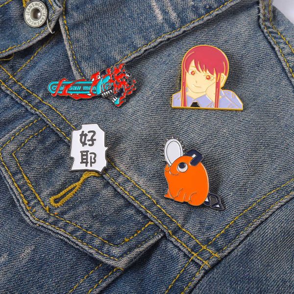 Broches Broches Japon Anime Tronçonneuse Métal Émail Pin Badge Cosplay Pochita Souvenir Collection Broche Pin Comic Kawai Accessoires pour Fans Cadeau Z0421