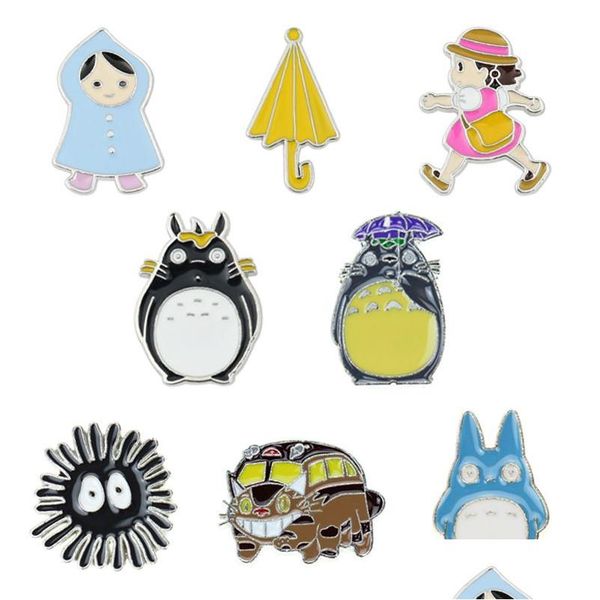 Spille Perni Periferiche Giapponesi Set 8 Pezzi Simpatici Totoro Bus Bricchette Distintivi Per Ragazze Spilla In Lega Placcata Argento Gioielli Regalo Goccia Deli Dhavn