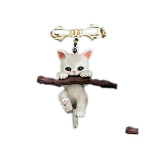 Pins broches Japanse stijl schattige elegante kat voor vrouwen cartoon kitten dieren casual feest cor antiglare clasp paar accessoires g otjb7