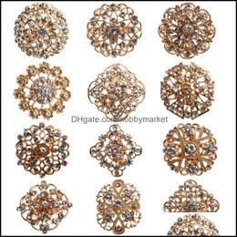 Pins broches sieraden 24 stcs duidelijke kristal strass rhinestones vrouwen bruids goudbroche pinnen voor doe -het -zelf bruiloftsboeketkits drop levering 2021 ornkq