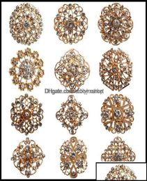 Broches Broches Jewelry 24pcs Clear Crystal Rimestones femmes Broche en or de mariée pour le kit de bouquet de mariage de bricolage DHCDN6639049