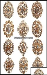 Broches broches bijoux 24pcs en cristaux clairs en cristaux femmes Broche en or de mariée pour le kit de bouquet de mariage de bricolage DHCDN1596316