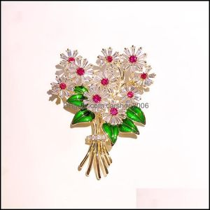 Broches, broches bijoux beautif cristal cubique zircone fleur pour femmes broche broche mode mariage bouquet de mariée ceinture aessories drop livrer