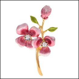 Broches, broches bijoux Cindy Xiang émail strass fleur pour mariages bureau élégant plante broche broches femmes et hommes 3 couleurs goutte livrer