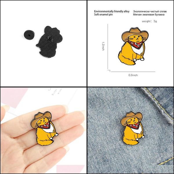 Broches Broches Bijoux Mignon Émail Broche Pour Femmes Fille Accessoires De Mode En Métal Vintage Pins Badge En Gros Cadeau Chapeau Chat Drop Delivery 2021