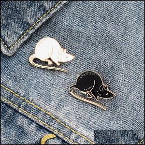 Broches Broches Bijoux Mignon Petite Souris Couple Noir Blanc Broche Rats Décoration Étudiant Personnalité Créative Broche Dessin Animé Tendance Revers Badge