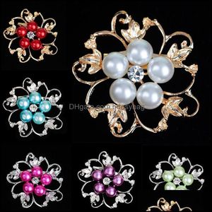 Broches Broches Bijoux Prix Usine Mode Dame Acrylique Perle Alliage Fleurs Strass Pour Les Femmes Banquet Fête Cadeau Drop Delivery 2021 Dmq