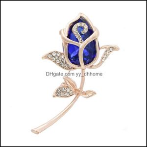 Épingles, Broches Bijoux Fantastique Or Couleur Alliage De Luxe Rose Fleur De Mariage Bouquet De Mariée Broche Vente Clair Rouge Bleu Femmes Boucle Broche D