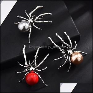 Broches, broches Bijoux Japon et Corée du Sud Imitation Perle Spider Broche Femelle 2021 Mode Animal Vêtements Aessories Drop Livraison Fsijh