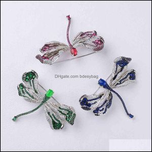 Broches broches bijoux rouge/bleu/vert zircon cubique Micro pavé papillon broche livraison directe 2021 Y17Il