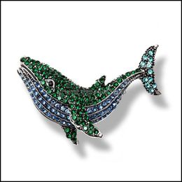 Pins broches sieraden strass whale broche dieren vis pin vintage nieuw ontwerp winterjas accessoires cadeau drop levering 2021 yscur