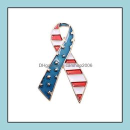 Alfileres, broches Joyas Estrellas y rayas Broche de cinta La bandera estadounidense Pin Drop Delivery 2021 A81Kv