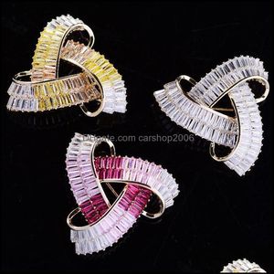 Épingles, Broches Bijoux Tendance Zircons Triangle Pins Pour Femmes Mariage Bouquets De Mariée Géométrie Simple Aessories Broche Élégante Drop Delivery