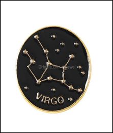 Broches Broches Bijoux Twee Constellations Broche Ronde Lettres Or Cercle Alliage Cor Badges Femmes Sac À Dos Pull Sac Chapeau Clo6567628