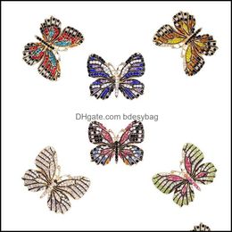 Pins broches sieraden weimanjingdian merk lof van 6 pc's hele colorf rhinestons vlinderbroche pinnen voor vrouwen drop levering 2021 vbw5o