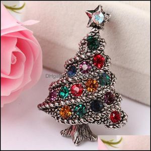 Pinnen, broches sieraden Xmas email Retro Crystal Rhinestone Christmas Tree broche pinnen charm