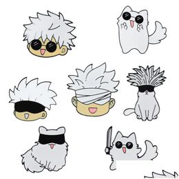 Pins Broches Jujutsu Kaisen Emaille Pin Cartoon Dieren Kat Aangepaste Metalen Hoed Revers Kleding Rugzak Sieraden Vrienden Fans Gift Drop De Dhilw