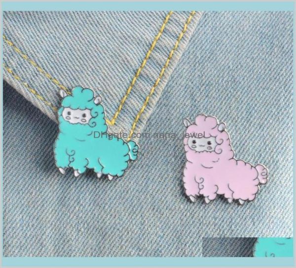 Broches broches kawaii animal alpaca broche broche badge broche chemise denim veste décorée fille fille mignon bijoux cadeaux drop délice 6002546