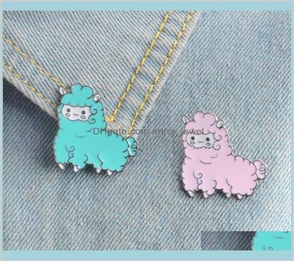 Pins broches kawaii animal alpaca broche pin insignia broche camisa chaqueta de mezclilla decorada niña lindos regalos de joyería gota 8148101