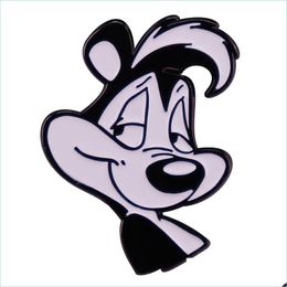 Alfileres Broches Kawaii Cartoon Skunk Pepee Le Pew Esmalte Pin Broche Insignia Mejor Amigo Regalo Drop Delivery 2022 Joyería Dh2Is