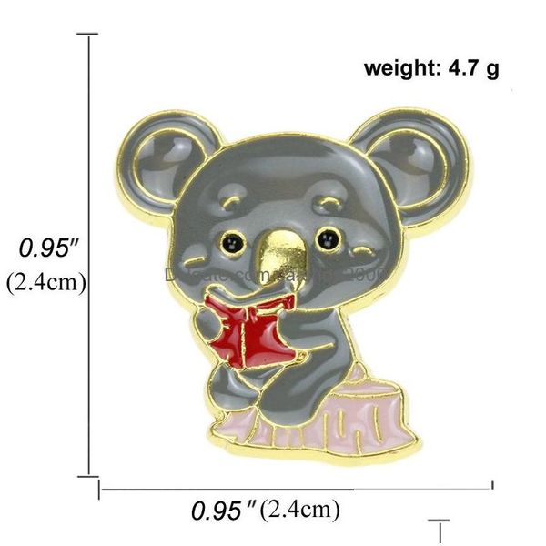 Pins Broches Broches d'animaux de dessin animé coréen pour femmes Koala Épinglettes Or Sier Plaqué Émail Peinture Badges Denim Chemise Étudiant Gi Dh3Sw