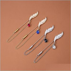 Broches Broches Style Coréen Simple Et Créatif Mot Plume Diamant Chaîne Broche Collier Raffiné Broche Costume Vêtements Accessoire De Mode Dh9Ez