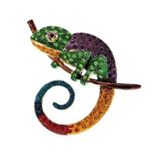 Broches Broches Grand Lézard Caméléon Broche Animal Manteau Broche Strass Bijoux De Mode Émail Accessoires Ornements 3 Couleurs Pick235P