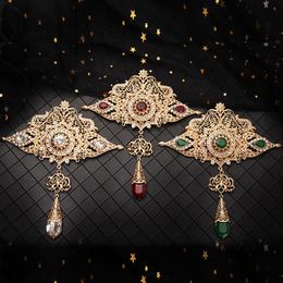 Pins, broches groot formaat Marokkaanse stijl sieraden broche klassieke holle kristal met strass-arabische bruiloft