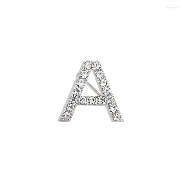 Alfileres broches letras broche cristal plata Color solapa Pin para Mujeres Hombres camisa ropa joyería Bijoux accesorios Seau22