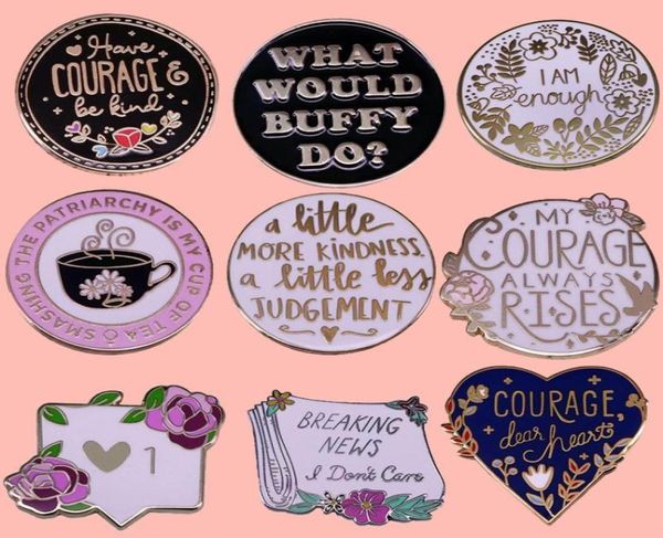 Broches broches citations de vie émail broche broches Badge revers alliage métal mode bijoux accessoires cadeaux 3352156