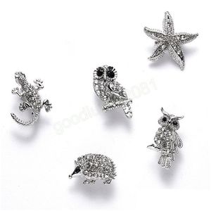 Pins Broches Mooie Kristal Strass Dier Broche Uil Egel Zeester Kleding Revers Pin Voor Vrouwen Sieraden Sier Kleur Legering Dr Dhp6W