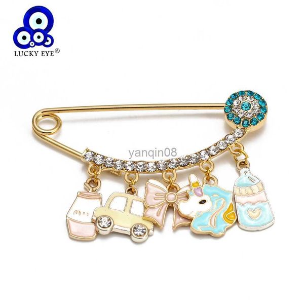 Alfileres Broches Ojo de la Suerte Coche Mariposa Colgante Turco Mal de Ojo Broche Pin Broche de Color Oro Cobre para Mujeres Niñas Hombres Joyería de Moda BE235 HKD230807