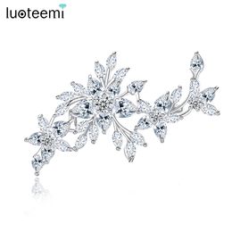 Pins Broches LUOTEEMI fleur cubique zircone broches pour femmes fille mariée mariage fiançailles Dressing personnalisé superbes broches drôles 230411