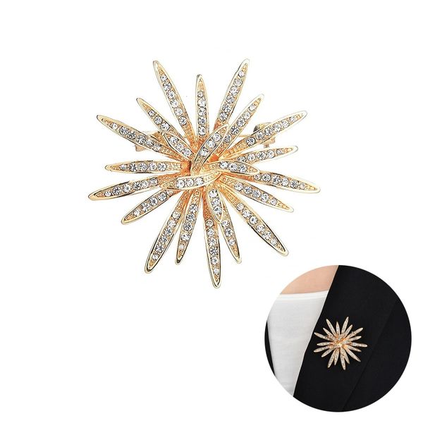 Broches broches broche de luxe haute qualité tournesol autriche Corsage doré brillant accessoires de robe de soirée 231202