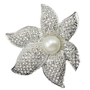 Épingles, broches luxe cristal fleur marque broche étoile de mer forme grande perle fraîche alliage or argent couleur fête bijoux de mariage